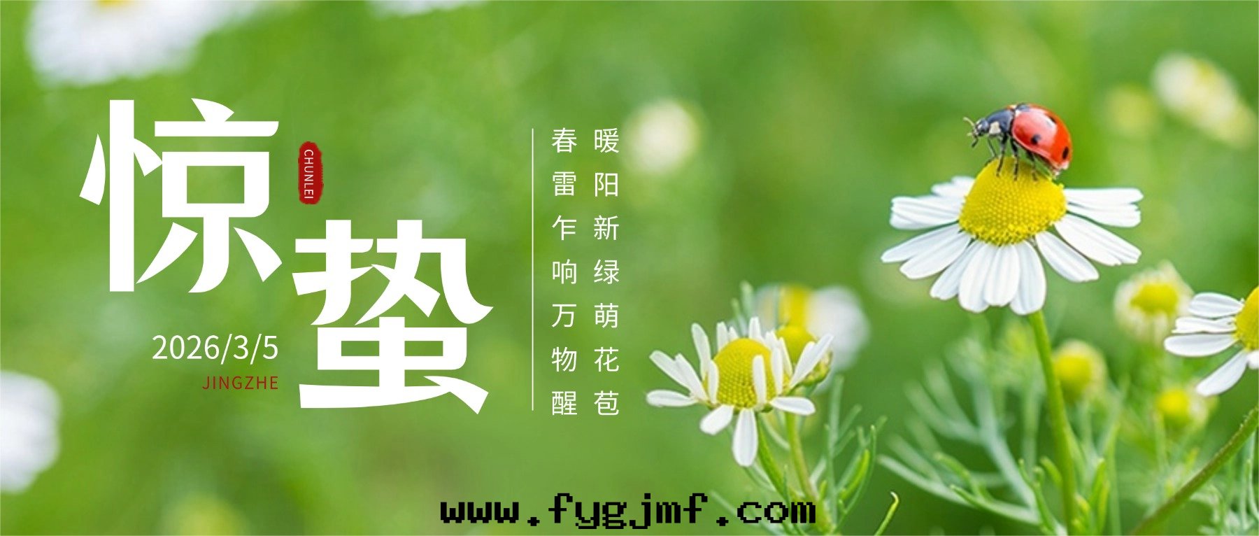 驚蟄至(zhì)，春風(fēng)暖，万(wàn)物(wù)向(xiàng)新(xīn)而(ér)生(shēng)